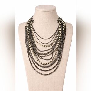 Elegant Multi-Layered Necklace with Cream Beads